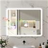 HOMCOM Specchio da bagno HOMCOM con Bluetooth 70x90 cm, specchio da parete luminoso con illuminazione a LED, interruttore touch, luce regolabile 3 colori, antiappannamento, memoria - Argento
