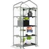 Outsunny Serra da giardino Outsunny con scaffali a 4 livelli, serra da balcone, telo rinforzato, struttura in acciaio, porta con cerniera, per piante e fiori, da interno ed esterno, 70x50x cm, trasparente
