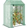 Outsunny Serra da giardino in PE, Serra da balcone, Telo rinforzato, g/m², Telaio in acciaio, 2 porte avvolgibili con cerniera, per fiori, piante, ortaggi, da interno ed esterno, 100x80 cm Verde