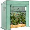 Outsunny Serra da giardino in PE, serra da balcone, telo rinforzato, g/m², telaio in acciaio, porta avvolgibile con cerniera, 2 finestre, per ortaggi, piante, fiori, interno ed esterno, 196x77x197cm,