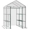 Outsunny serra da giardino con scaffali a 3 livelli, serra da balcone, telo rinforzato, struttura in acciaio, porta avvolgibile con cerniera, per ortaggi, piante e fiori, da interno ed esterno, 143x