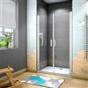 AICAit 185 cm Box doccia per Nicchia Porta Battente 2 Ante Saloon Vetro Temperato 5 mm Trasparente Profilo in Alluminio Processo di Elettroforesi 85 cm