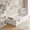 ZSSWSS Letto Montessori Bambini 120x200 in Legno Massello, Letto a Terra con Sponde di Sicurezza, Letto Singolo per Cameretta Bambini con Rete a Doghe, Letto Bambini per Bambine e Bambini, Bianco