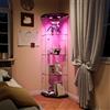 MIOOSUT Vetrina Angolare Moderna con Illuminazione a LED, Vetrina in Vetro con LED 4 Ripiani, Vetrina Espositiva Vetro, 1 Ante con Serratura, per Soggiorno/Ufficio/Sala Giochi, Nero