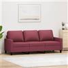Generico Divano a 3 Posti Rosso Vino 180 cm in Tessuto,Rosso,28.8kg,359177