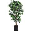 COSTWAY Pianta Finta da Interno da 180 cm, Albero Ficus Artificiale Elegante in Vaso, Pianta Artificiale per Salotto, Camera da Letto e Balcone