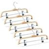 Relaxdays Grucce per Pantaloni in Set da 5, in Legno, con Pinze Scorrevoli e Gommini Antigraffio, Gancio Girevole a 360°, 37 cm, Legno Naturale