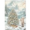 Carta di riso White Christmas albero di Natale al lago Stamperia