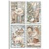 Carta di riso White Christmas 4 cards Stamperia