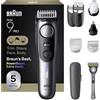 Braun Kit da barba all-in-one da uomo, serie 9 AIO 9550, barba, viso, naso, tagliaorecchie, tagliacapelli, body groomer e manscaping