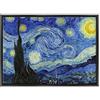 ConKrea Quadro su Tela Canvas INTELAIATO - con Cornice - Starry Night - Notte Stellata per Van Gogh - 50x70cm - Stile Moderno Nero - (cod.2671)