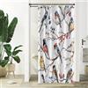 Xiaoterna Tenda da doccia con uccelli floreali Uccelli Ramoscello Alberi marroni pittura ad olio Tenda da bagno Acquerello Uccello Albero Tenda da doccia Decorazione bagno impermeabile 90x180cm
