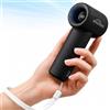WHATOOK Mini ventilatore portatile a mano: design tascabile a 5 velocità, piccolo e leggero, ricaricabile tramite USB, per casa, ufficio, trucco, viaggi, spiaggia, all'aperto, nero