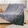 SOCHOW Coperta di Pile Stelle in Galassia, Fluorescente Si Illumina al Buio Super Morbida Coperta, coperta per tutte le stagioni per bambini 150 x 200 cm, Grigio