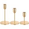 BOJIUKEJI 3 Pz Porta Candele da Tavolo Moderno, Portacandele Dorati, Portacandele da Tavolo Coniche Oro, Candelabro Vintage in Metallo Decorazioni per Casa, Centrotavola per Feste di Matrimonio(Stile a Tazza)