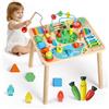VEVOR Tavolo da Gioco Sensoriale per Bambini, Scrivania in Legno per Attività Didattiche per Bambine dai 6 ai 36 Mesi, Tavolino Evolutivo Multiattività da 450 x 380 x 545 mm con 13 Giochi