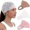 LONEEDY Confezione da 3 fasce larghe in morbido pizzo da donna, 2 modi, bandana, accessori per capelli quotidiani (rosa+caffè+bianco, taglia unica)