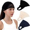 LONEEDY Confezione da 3 fasce larghe in morbido pizzo da donna, 2 modi, bandana, accessori per capelli quotidiani (nero+blu+beige, taglia unica)