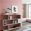 Dmora - Libreria Hampton, Mobile portalibri bassa bifacciale, Scaffale con tre scomparti, Scaffale moderno da ufficio, 110x24h97 cm, Grigio cemento