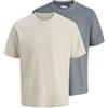 JACK & JONES Jjeaustin Tee S 2Pk MP, Bianco Antico, XS