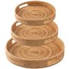 Mixabloem Vassoio da portata rotondo in rattan naturale, per cucina, sala da pranzo, tavolino da caffè, centrotavola per frutta, snack, facile da pulire, design rustico, 30 cm (35 cm)