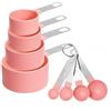 RUNZI Set di 8 misurini e cucchiai, include 4 misurini in acciaio inox e 4 mini cucchiai dosatori, manico impilabile, cucchiaio accurato per misurare ingredienti secchi e liquidi (rosa)
