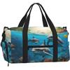 AYYQWE Dolphins Sea Turtle Shark Octopus Coral Print Uomini Donne Borsa a Tracolla Palmare Bagaglio Fitness Allenamento Weekend Escursioni Sport
