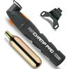 SKS GERMANY AIRCHAMP PRO Pompa a cartuccia di CO2 per ogni bicicletta (pompa per bici, per cartucce di CO2 da 16g con e senza filettatura, attacco valvola: AV, SV, DV, incl. supporto per clip), Nero