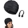 YIPFEN 2 Kit Nuoto Donna: Cuffia Capelli Lunghi Nera (1x) + Pince-Nez Grigio (1x), Ideale per protezione massima di capelli e naso in piscina, AquaGym o nuoto intensivo, garantendo comfort