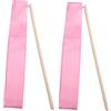 Vaguelly Nastro per Ginnastica Ritmica 2 Pezzi Manico in Legno e Seta Rosa, Attrezzo per Allenamento e Spettacoli di Danza, e Artisti Circensi