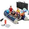 Relaxdays set gommone, 4 persone, 3,20 m, pagaie, pompa e sacca, barca da pesca con fondo in alluminio, blu e bianco