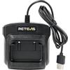 Retevis RT86 Walkie Talkie Caricabatterie, Luce LED con Tensione di Uscita 8,4 V, Caricabatterie da Tavolo USB per RT86 RB25 RT86S RT86A RB689 Radio Bidirezionale, per Aziende, Negozi, Nero (1 Pcs)