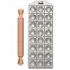 Marcato Stampo per Ravioli, Forme per Ravioli, Alluminio, Mattarello in Legno Incluso, Preparazione Facile, Design Elegante, RA-T40X24-CLS