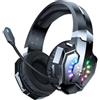 ONIKUMA Cuffie wireless over-ear Onikuma B15 per gaming, con microfono e illuminazione RGB, colore nero