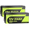 CyperOcean CyberOpean 2-Pack Batteria LiFePO4 12V 314Ah con BMS 200A, Totale 628Ah 8038Wh, Oltre 6000 Cicli, Celle di Grado A, Collegamento Serie/Parallelo per 12V/24V, Ideale per Camper, Impianti Solari
