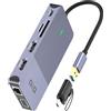 Giq USB Docking Station GIQ USB C HUB USB 3.0 to Dual HDMI VGA Adapter Triple Display USB C Laptop Docking Station Dual Monitor HDMI Splitter Extender Compatible with MacBook M1 M2 M3 M4 M5 USB Dock-Gray