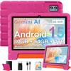 ZIOVO Tablet bambini Android 15 Tablet 10 pollici, 30 GB RAM + 64 GB ROM (TF 2 TB) Gemini AI, 5 G WiFi/Octa-Core/Widevine L1/Face ID/Controllo genitore/6000 mAh/BT 5.0, Tablet con custodia EVA - Rosa