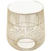 Kare Design Tavolino D`Appoggio Beam Marble, Bianco/Ottone, Ø32Cm, Marmo, Pietra Naturale