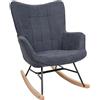 Mendler Sedia a Dondolo nordica Elegante HWC-K36 91x73x83cm Legno Metallo Tessuto - Antracite