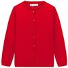 CUNYI Ragazze Girocollo Cardigan Leggero Button-up Cotone Maglia Maglione con Bottoni Scuola Uniforme per Ragazza, Rosso 170