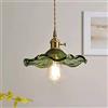 HWSY Lampada a sospensione giapponese retrò foglia di loto Fiori creativi Lampadario in vetro ottone Lampadario moderno minimalista decorativo Illuminazione a sospensione per camera da letto, soggiorno,