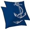 ggaimwf Fodere per cuscini nautici Ancora Cuscini decorativi Marittimo Blu Navy Copricuscini in Effetto Lino per divano Camera Salotto Bambini Tema della vela Federe per cuscini 50x50 cm Set di 2