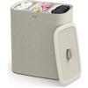Joseph Joseph Tota - Cesto separatore porta biancheria bucato, 90 litri, con coperchio, 3 sacchi rimovibili con manici, Beige