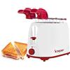 BEPER P101TOS100 Tostapane con Pinze in Acciaio Inox, 7 Livelli di Doratura, Cassetto Raccoglibriciole, 2 Ampie Fessure