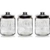 Cerve Set 3 Barattoli da Cucina in Vetro Sale Zucchero Caffè Easy White 800 cc