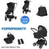 Foppapedretti Trio completo Tic Toc Ebony Rekline (Passeggino Tic Toc + Navicella + Seggiolino Disk Infant Rekline +Adattatori + Coprigambe + Borsa)