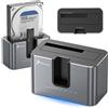 REAGLE Docking station Reagle per SSD, HDD, SATA 2,5" e 3,5", NVMe e M.2 - Adattatore USB per clonazione - Stazione per dischi rigidi a doppio slot compatibile con PC e laptop