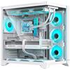 Hiditec H3 PRO, case per PC di tipo Midi Tower, trasparente, bianco, compatibile con schede madri ATX, Micro ATX e ITX, design BTF (Build Through Frame), pannello laterale in vetro temperato, e altro
