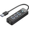 ORICO Hub USB Orico PW3UR25-U3 con 4 porte (3 porte USB-A 3.0, 1 porta RJ45 Ethernet 2,5G, cavo da 1,8 metri)