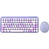 Perixx PERIDUO-713PP ES - Set di mouse e mini tastiera wireless 2,4 GHz, tasti rotondi stile retrò, per PC e tablet, viola pastello, spagnolo QWERTY